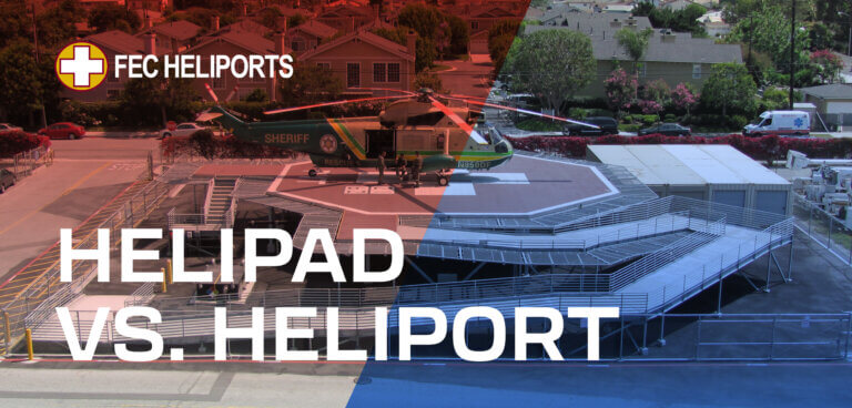 Aerial view of a heliport with a marked helipad, illustrating the difference between helipad vs heliport for aviation and emergency transport.